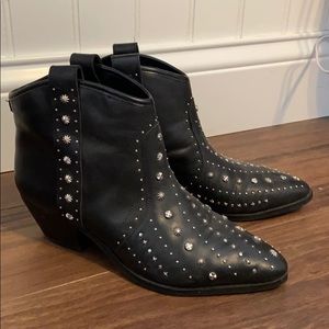 Sam Edelman black leather studded booties